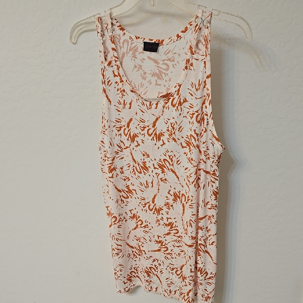Chic Orange Floral Tank Top